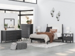 Picture of Black Full Upholstered Panel Bed