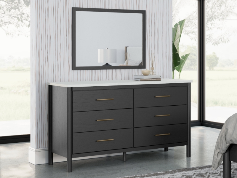 Picture of Black Dresser and Mirror