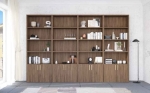 Picture of Walnut Finish Wall Unit With Gold Trim / With Crown / With Gold Trim and Crown Per Unit