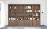 Picture of Walnut Finish Wall Unit With Gold Trim / With Crown / With Gold Trim and Crown Per Unit