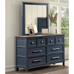 Picture of White/Dark Brown or Blue/Dark Brown Finish Dresser and Mirror