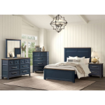 Picture of White/Dark Brown or Blue/Dark Brown Finish Dresser and Mirror