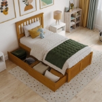 Picture of 39" Platform Bed with Footboard and Trundle or Drawers