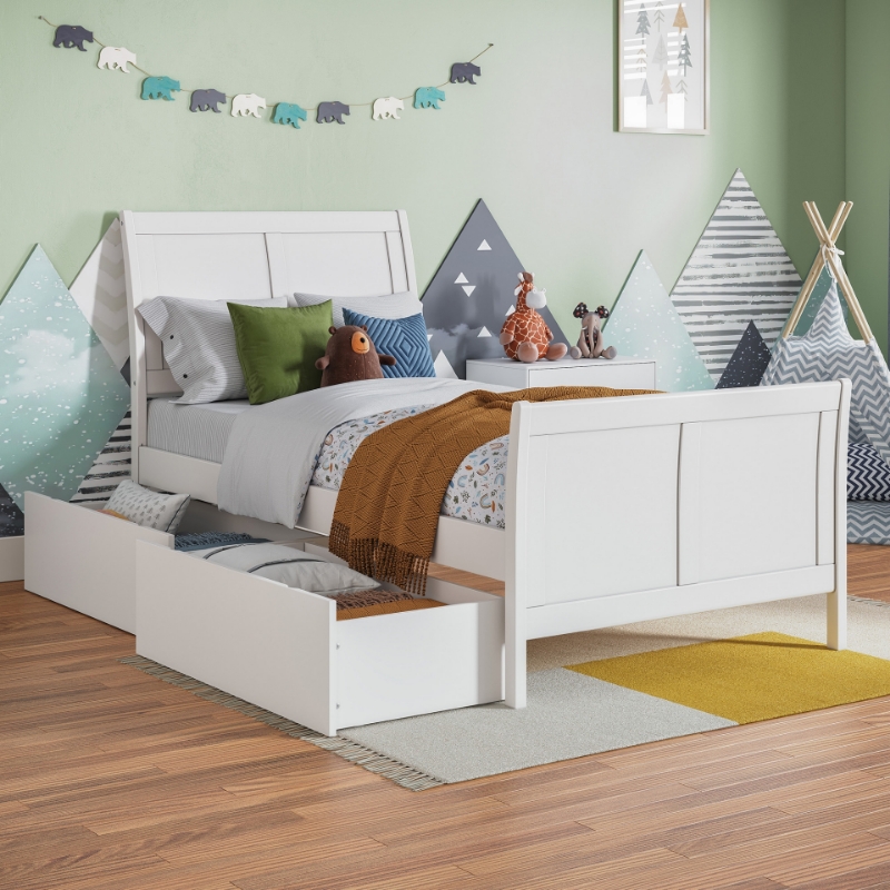 Picture of 39" Platform Bed with Footboard and Trundle or Drawers