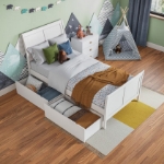 Picture of 39" Platform Bed with Footboard and Trundle or Drawers