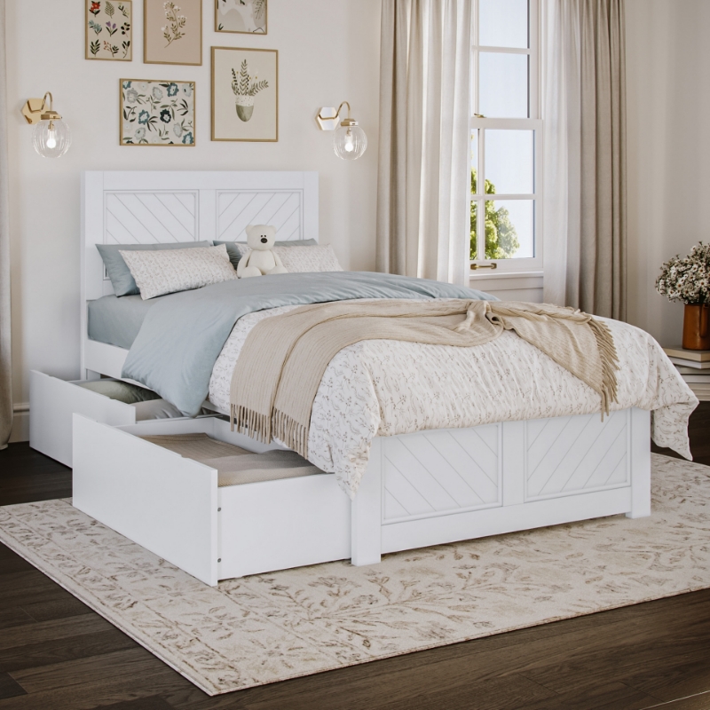 Picture of 39" Platform Bed with Footboard and Trundle or Drawers