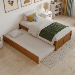 Picture of 39" Platform Bed with Footboard and Trundle or Drawers