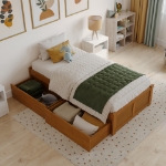 Picture of 39" Platform Bed with Footboard and Trundle or Drawers