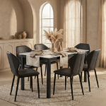 Picture of 48", 55", 62", 71" Dining Table with Sintered Stone Tabletop with Metal Legs