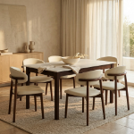 Picture of 48", 55", 62", 71" Dining Table with Sintered Stone Tabletop with Metal/Wood Legs