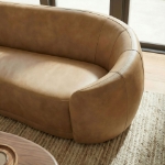 Picture of Curved Vegan Leather Sofa in Toast Finish
