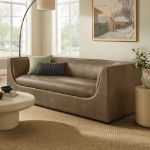 Picture of 86" Curved Back Vegan Leather Sofa in Mushroom or Toast
