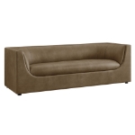 Picture of 86" Curved Back Vegan Leather Sofa in Mushroom or Toast