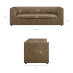 Picture of 86" Curved Back Vegan Leather Sofa in Mushroom or Toast