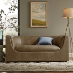 Picture of 67" Curved Back Vegan Leather Loveseat in Mushroom or Toast