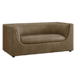 Picture of 67" Curved Back Vegan Leather Loveseat in Mushroom or Toast