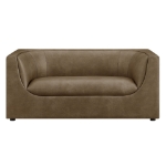 Picture of 67" Curved Back Vegan Leather Loveseat in Mushroom or Toast