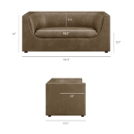 Picture of 67" Curved Back Vegan Leather Loveseat in Mushroom or Toast