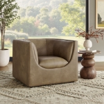 Picture of Curved Back Vegan Leather Armchair in Mushroom or Toast