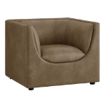 Picture of Curved Back Vegan Leather Armchair in Mushroom or Toast