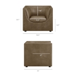 Picture of Curved Back Vegan Leather Armchair in Mushroom