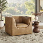 Picture of Curved Back Vegan Leather Armchair in Toast
