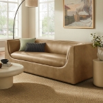 Picture of Curved Back Vegan Leather Sofa, Loveseat, Chair in Mushroom or Toast Finish