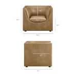 Picture of Curved Back Vegan Leather Sofa, Loveseat, Chair in Mushroom or Toast Finish