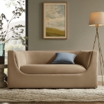 Picture of 67" Curved Back Performance Velvet Loveseat in Alabaster, Taupe and Chocolate Brown
