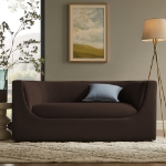Picture of 67" Curved Back Performance Velvet Loveseat in Alabaster, Taupe and Chocolate Brown