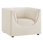 Picture of Curved Back Performance Velvet Armchair in Alabaster, Taupe and Chocolate Brown