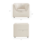 Picture of Curved Back Performance Velvet Armchair in Alabaster, Taupe and Chocolate Brown