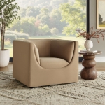Picture of Curved Back Performance Velvet Armchair in Alabaster, Taupe and Chocolate Brown
