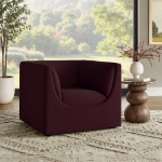 Picture of Curved Back Performance Velvet Armchair in Alabaster, Taupe, Mulberry and Chocolate Brown