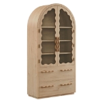 Picture of 76 Inch Arched Kitchen Pantry Cabinet in Light Oak and Walnut