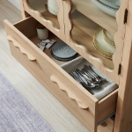 Picture of 76 Inch Arched Kitchen Pantry Cabinet in Light Oak and Walnut