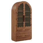 Picture of 76 Inch Arched Kitchen Pantry Cabinet in Light Oak and Walnut