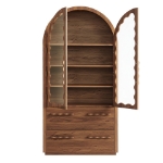 Picture of 76 Inch Arched Kitchen Pantry Cabinet in Light Oak and Walnut