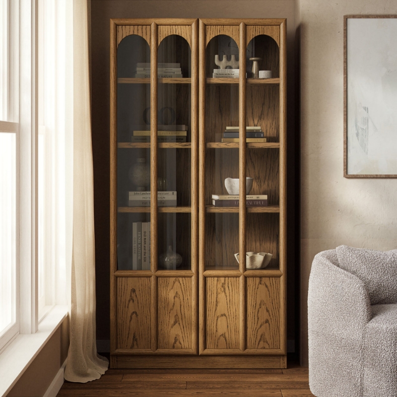Picture of Solid Wood and Glass Display Cabinet in Oak, Walnut and Black Oak