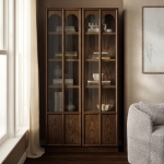 Picture of Solid Wood and Glass Display Cabinet in Oak, Walnut and Black Oak