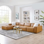 Picture of 4/5/6/7/8-Piece Vegan Leather Sectional Sofa in Tan