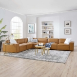 Picture of 4/5/6/7/8-Piece Vegan Leather Sectional Sofa in Tan