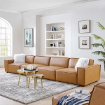 Picture of 3/4-Piece Vegan Leather Sofa in Tan