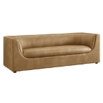 Picture of 86" Curved Back Vegan Leather Sofa in Mushroom or Toast