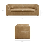 Picture of 86" Curved Back Vegan Leather Sofa in Mushroom or Toast