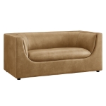 Picture of 67" Curved Back Vegan Leather Loveseat in Mushroom or Toast