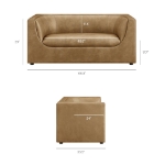 Picture of 67" Curved Back Vegan Leather Loveseat in Mushroom or Toast