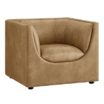 Picture of Curved Back Vegan Leather Armchair in Mushroom or Toast