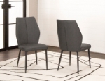 Picture of Mocha or Charcoal Polyurethane Side Chair - Matte Black Frame