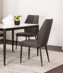 Picture of Mocha or Charcoal Polyurethane Side Chair - Matte Black Frame